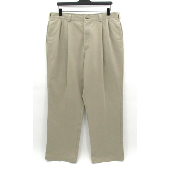 Vintage Tommy Hilfiger Pleated Khaki Pants (37x29) Crest Logo Twill Trousers - Picture 13 of 14
